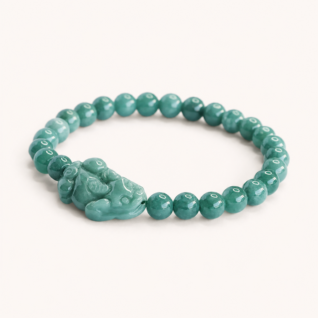 Plain Natural Green Jade Beaded Bracelet Heart Chakra Balance Calming Energy Stone Bracelet