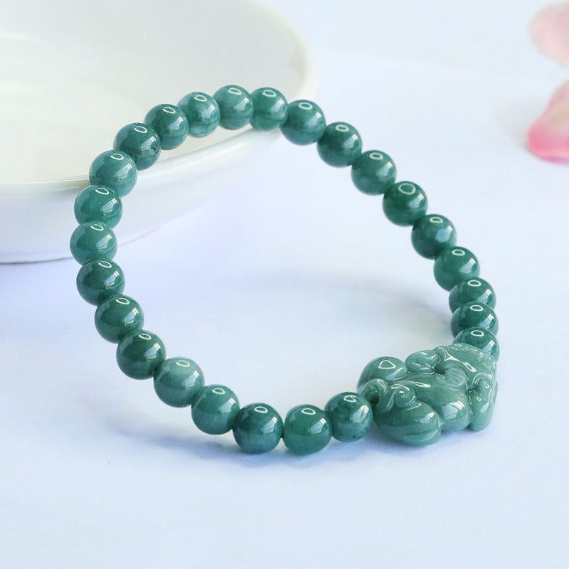 Natural Green Jade Beaded Bracelet Heart Chakra Healing Crystal Spiritual Jewelry
