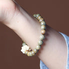 Green Sandalwood Bead Lotus Pendant Bracelet