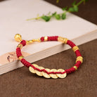 Handwoven Tibetan Five Emperor Coins Red String Bracelet 
