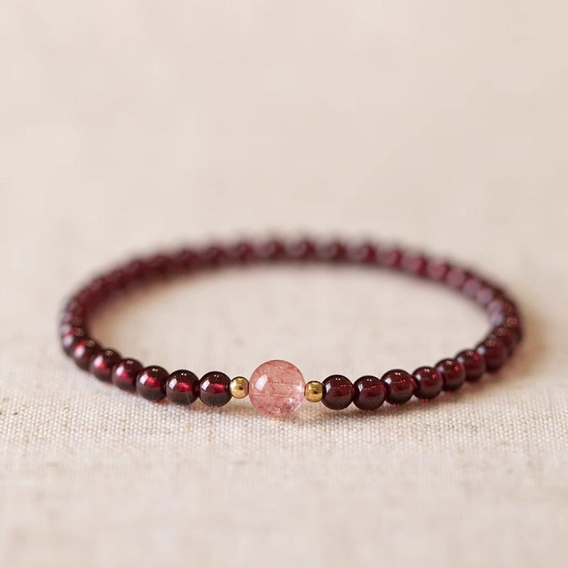 Natural Garnet Red Crystal Bracelet root chakra vitality love luck emotional healing red stone talisman
