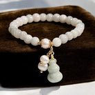Natural Light Green Jade Pearl Gourd Bracelet 1