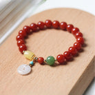 Red Agate Peace Buckle Pendant Bracelet 