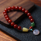  Red Agate Peace Buckle Pendant Bracelet 