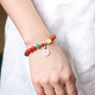 Red Agate Peace Buckle Pendant Bracelet 