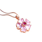 Rose Quartz Hibiscus Flower Pendant3