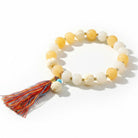 Mixed Yellow White Stone Wrap Bracelet Tassel Detail Bohemian Chakra Energy Spiritual Jewelry