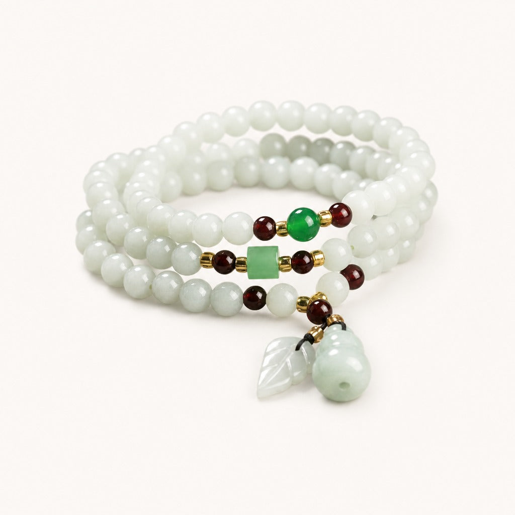 White Jade Multi Strand Wrap Bracelet Good Luck Purifying Aura Chakra Healing Stone Bracelet