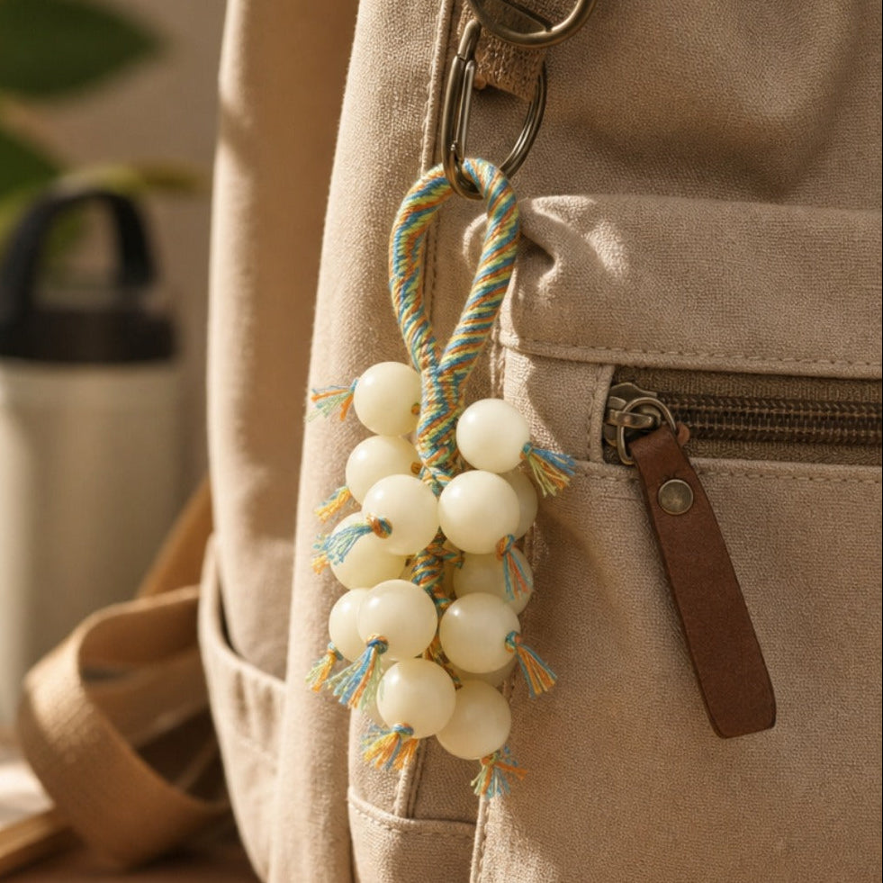 Woven Cord Bodhi Seed Cluster Keychain Bag Pendant Mindfulness Spiritual Decor Accessory