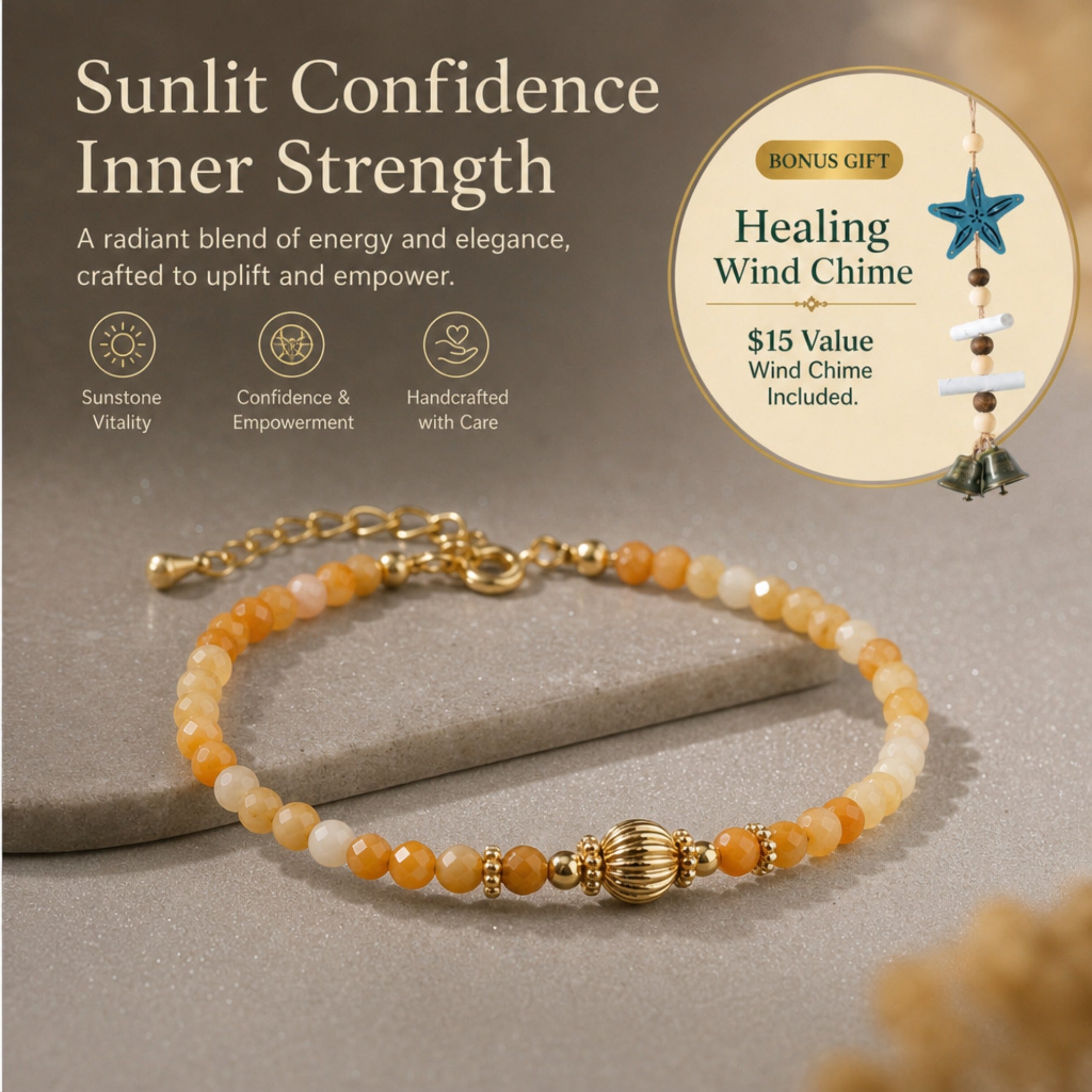 Orange Calcite Strength Bracelet Sacral Chakra Healing Crystal Manifestation Spiritual Jewelry
